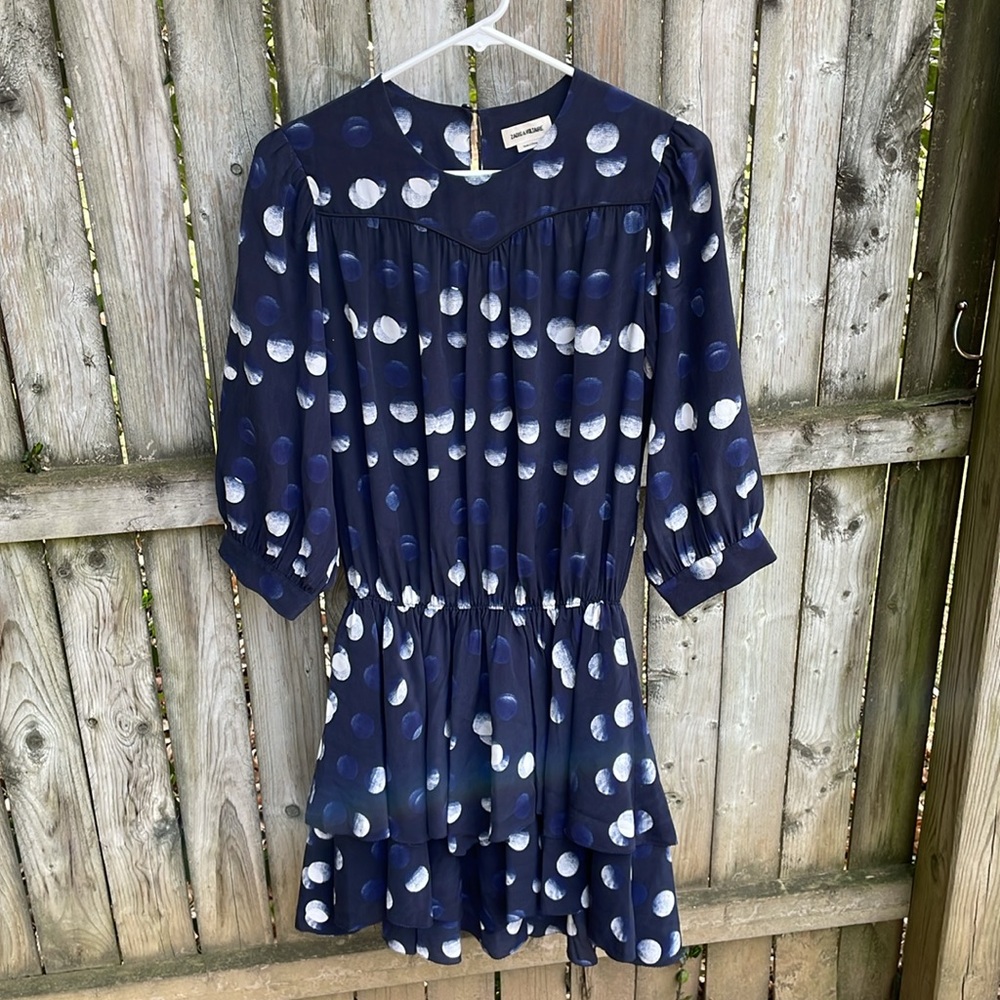 Zadig & Voltaire Rooka Dot Mini Silk Dress washable Marine XS - Picture 6 of 16